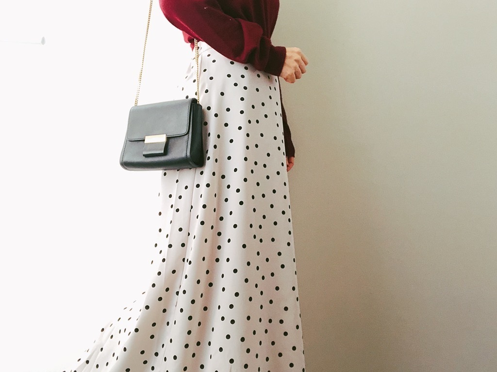 GUロングスカート＆無印良品ニットで、U4000円の大人上品コーデ