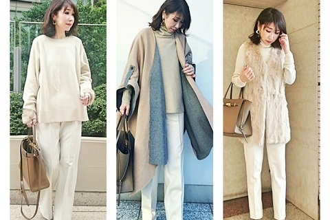大人女性の必携アイテム！　冬に映える白パンツコーデ３選