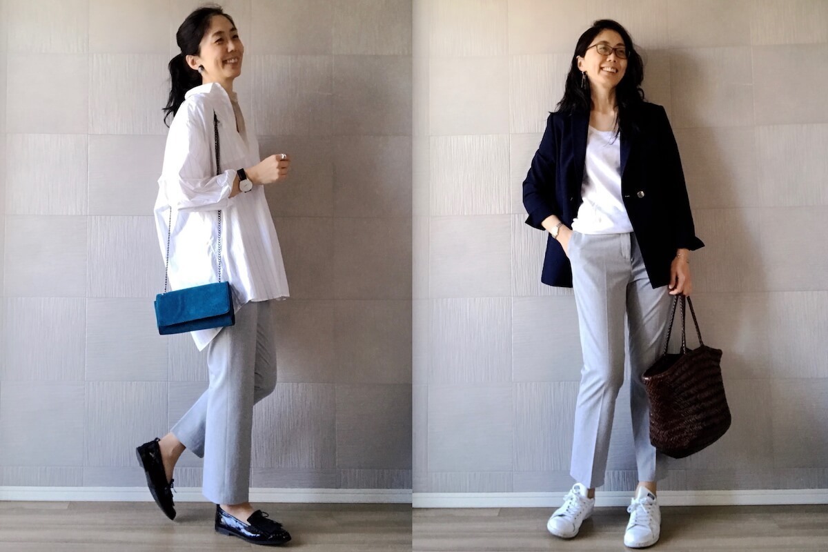 UNIQLOアンクルパンツはライトグレーが狙い目! 大人女性の春色コーデ