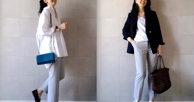 UNIQLOアンクルパンツはライトグレーが狙い目！ 大人女性の春色コーデ