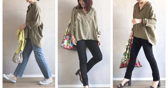 カジュアルだけどちょっとセクシー。MOUSSYカーキシャツであざとくコーデ