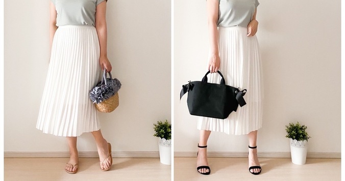 ユニクロのシフォンロングプリーツスカートはカジュアルにも◎