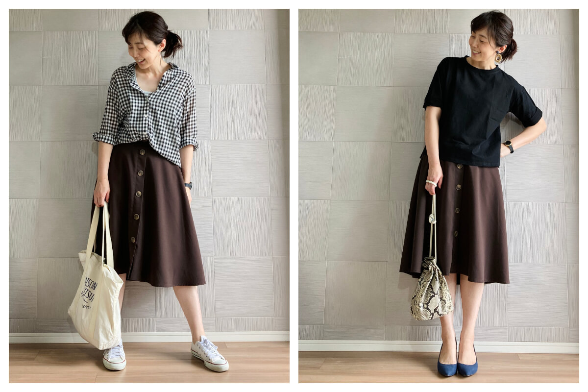 マックハウスに大人デビュー! ひざ下丈フレアスカートをプチプラで攻略