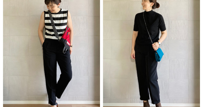 【ユニクロ】逸品！ブラックパンツで40代のカラーバッグコーデもうまくいく