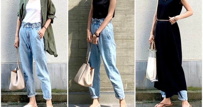 ZARAのペーパーバッグデニムパンツがかわいい！ 残暑を乗り切るアラフォーコーデ