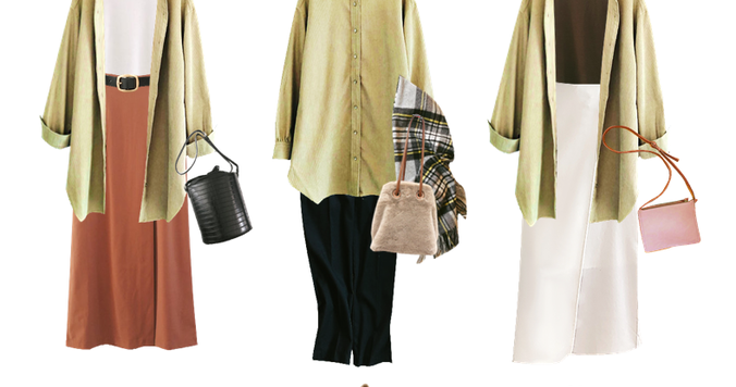 【しまむらコラボ】くすみグリーンが旬。1790円のコーデュロイチュニックが優秀