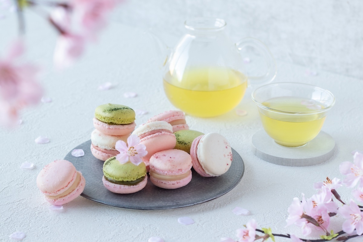 春のティータイムにぴったりな桜薫るマカロンと日本茶で贅沢なひとときを