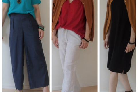 １枚で旬コーデ。GUのカラーTシャツ、カーデがあればいい