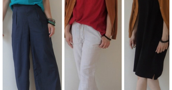 １枚で旬コーデ。GUのカラーTシャツ、カーデがあればいい