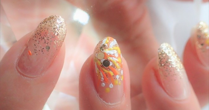 花火ネイルの簡単なやり方【マニキュアでセルフネイル】