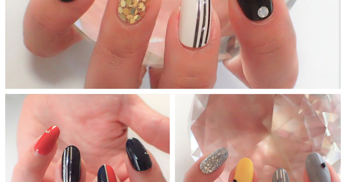 スポーティーミックスネイルの簡単なやり方【マニキュアでセルフネイル】