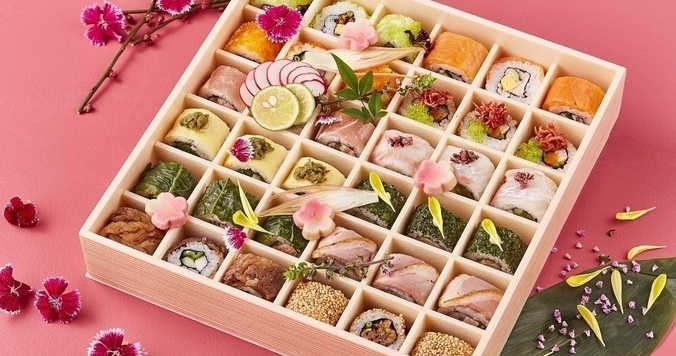 宝石箱みたい！　おしゃれすぎるロール寿司12種36貫の折詰