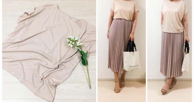 UNIQLO夏の定番「ドレープクルーネックT」で女性らしい細見えコーデ