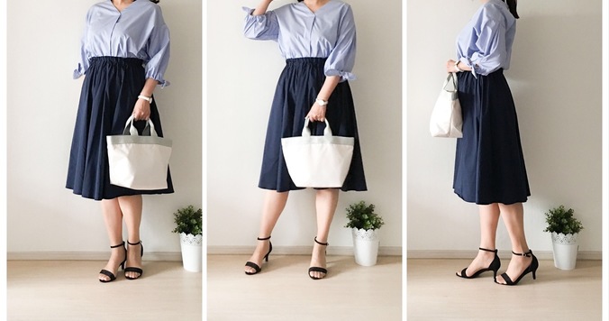 GUで値下げ中の「リボンスリーブブラウス」。七分袖が今の季節にぴったり