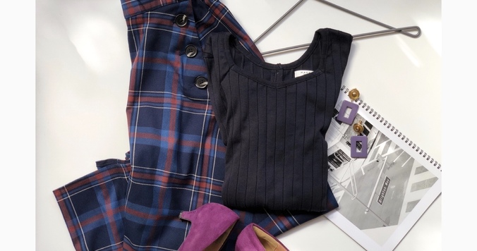 GUチェックフレアスカート1990円が買い！　秋配色で一気にトレンド感