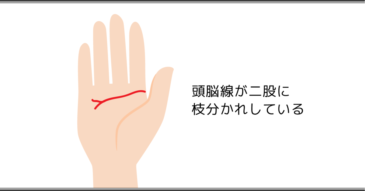 頭脳線が二股に枝分かれしている手相