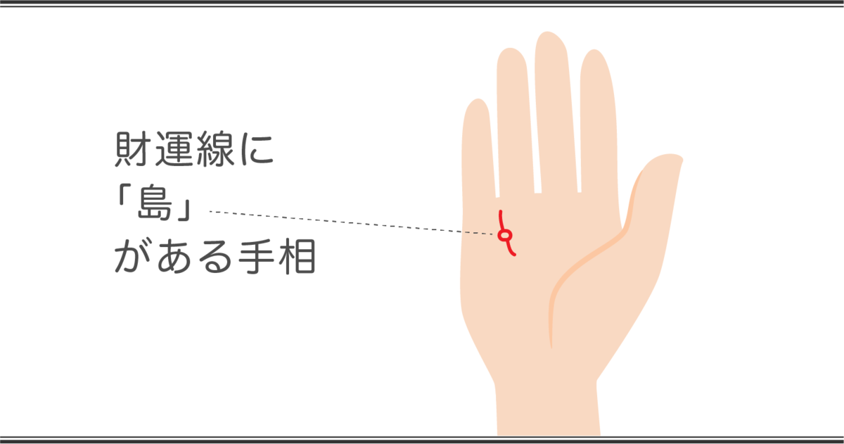 財運線の見方　島がある手相