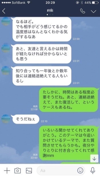 友達との連絡頻度